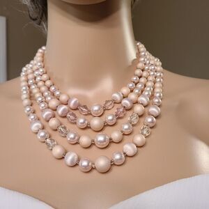 Vintage Multi Faux Pearl Necklace